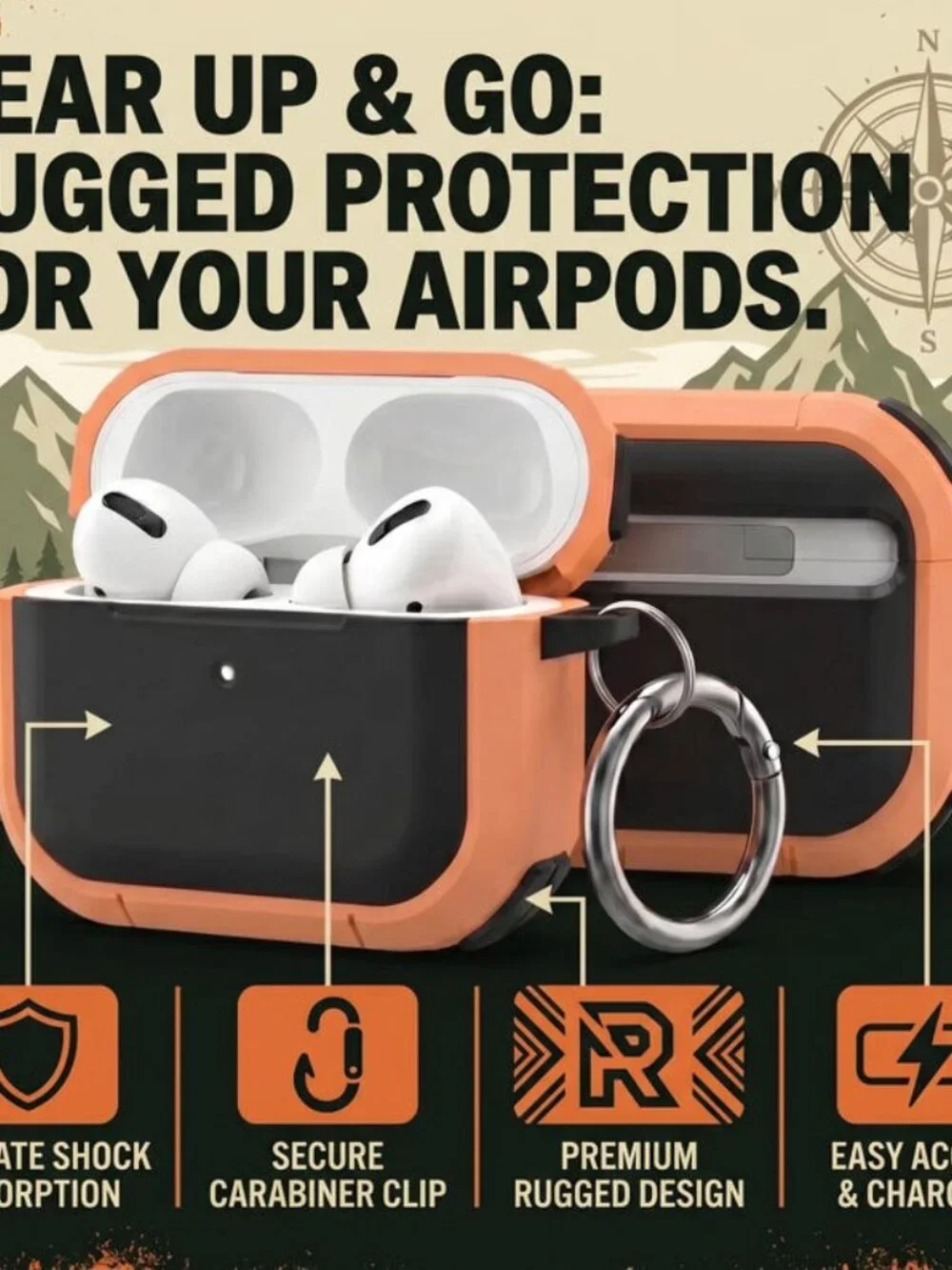 Peach AirPods Pro Heavy Duty Case - Shockproof Armor Cover